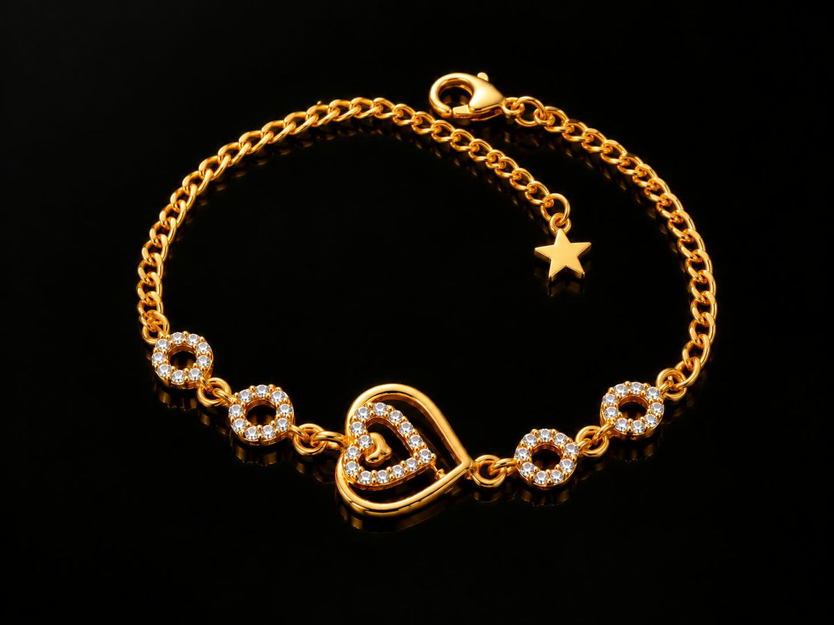 Luxe Heart Link Gold Bracelet