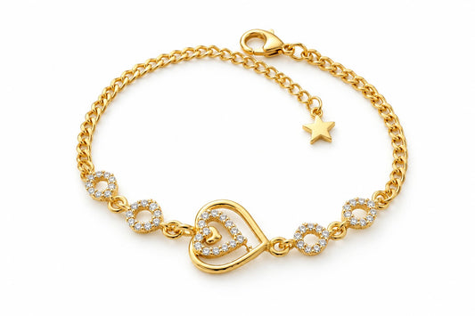 Luxe Heart Charm Gold Bracelet