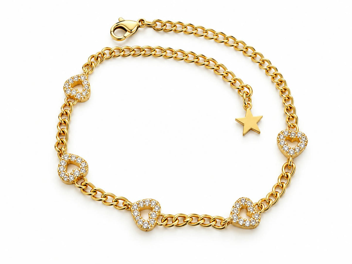 Luxe Heart Link Gold Bracelet