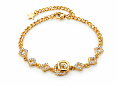 Glam Square Link Gold Bracelet