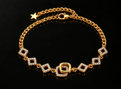 Glam Square Link Gold Bracelet